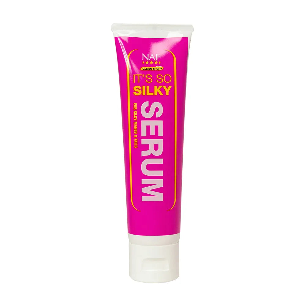 Pink NAF Horse mane serum tube with white cap on a white background
