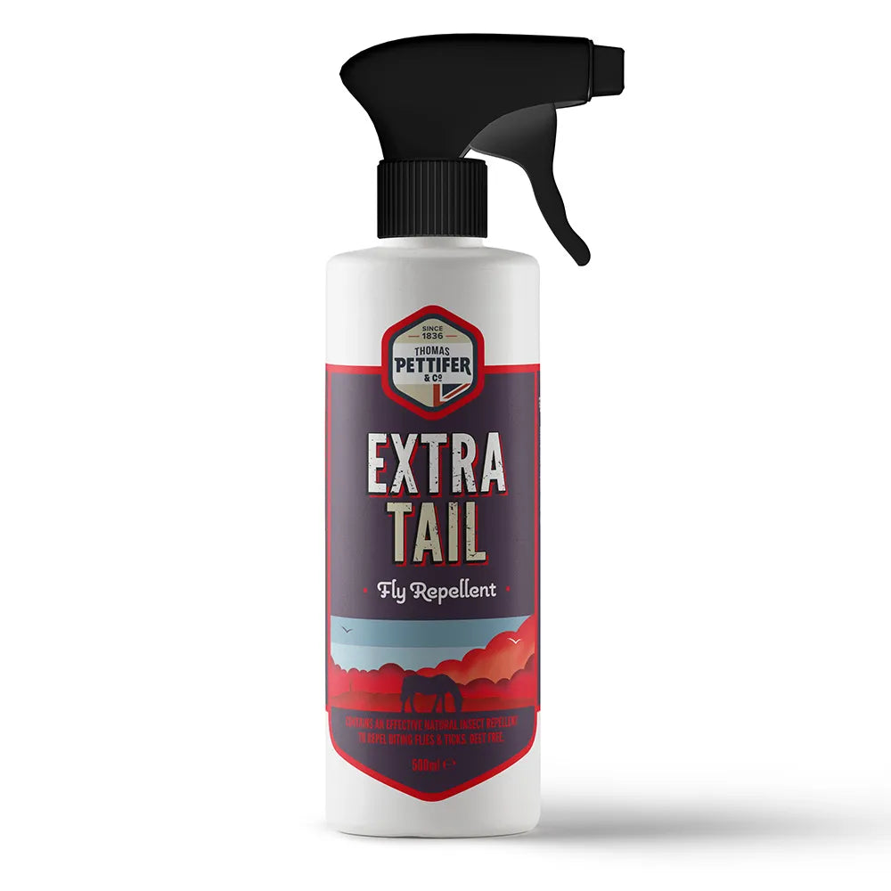 Pettifer & Co Extra Tail Fly Repellent spray bottle on a white background