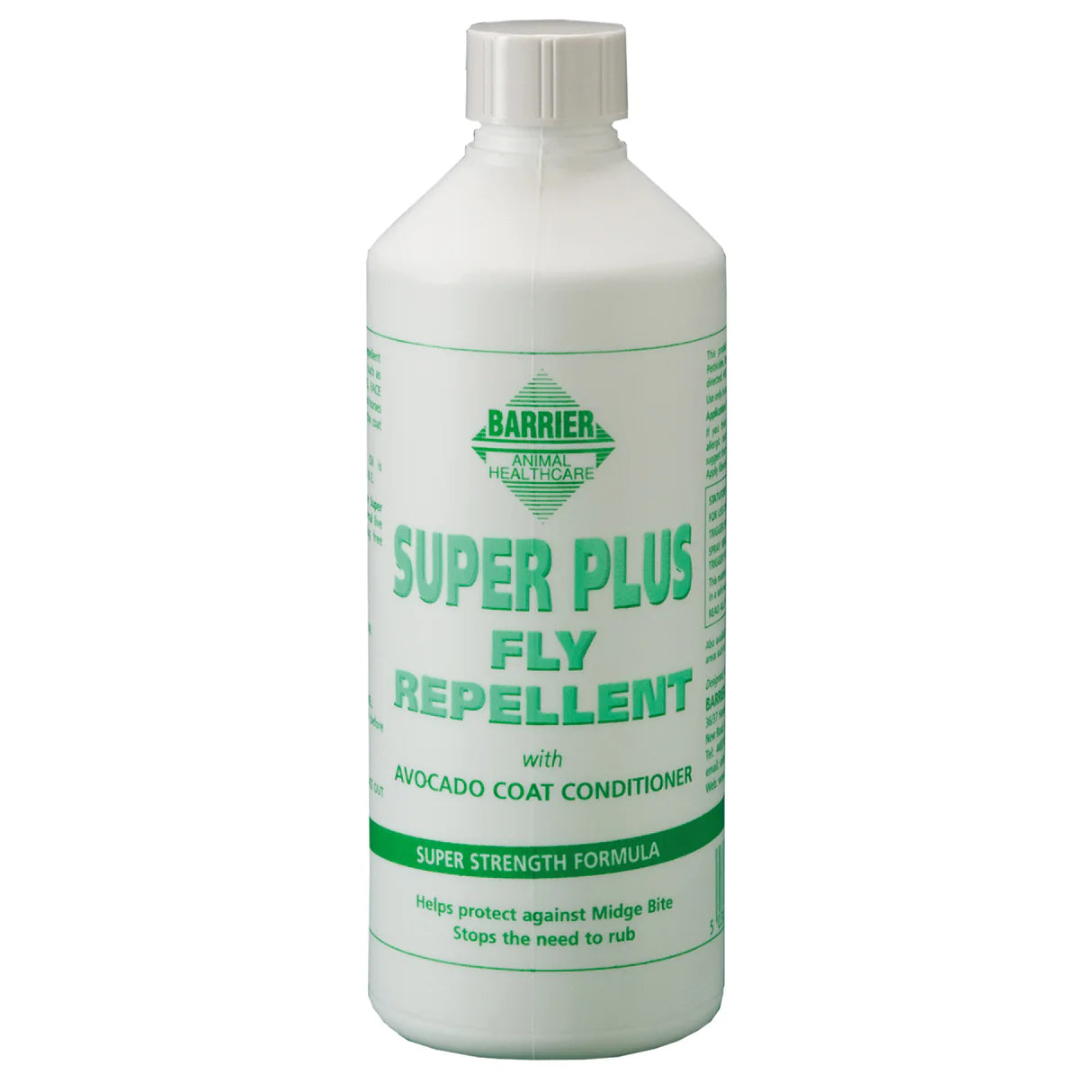 Barrier Super Plus Fly Repellent bottle on a white background