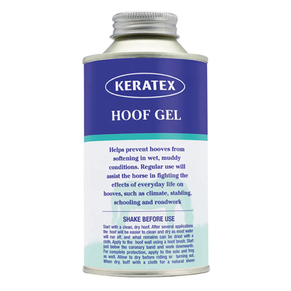 Keratex Hoof Gel container with blue label on a white background