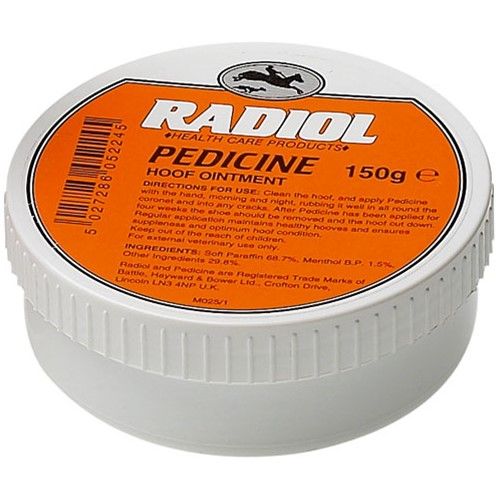 Radiol Hoof Ointment container with orange label on a white background
